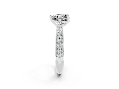 White gold Heart Cut Diamond Solitaire Engagement Ring with Pavé Band and Four-Prong Setting_2