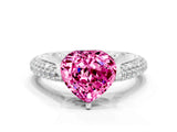 White gold Heart Cut Diamond Solitaire Engagement Ring with Pavé Band and Four-Prong Setting
