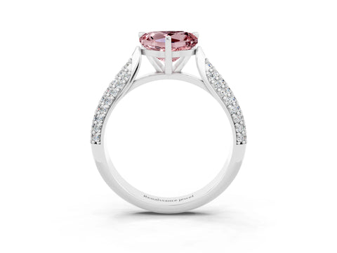 White gold Heart Cut Diamond Solitaire Engagement Ring with Pavé Band and Four-Prong Setting_3