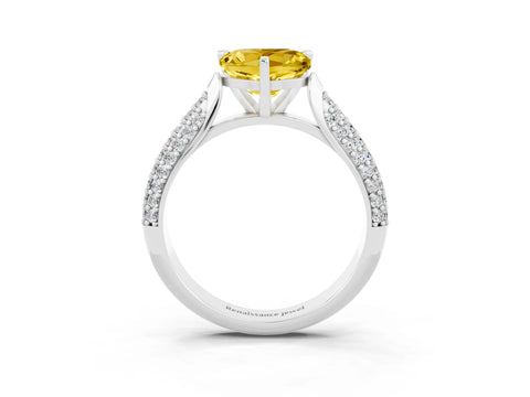 White gold Heart Cut Diamond Solitaire Engagement Ring with Pavé Band and Four-Prong Setting_3