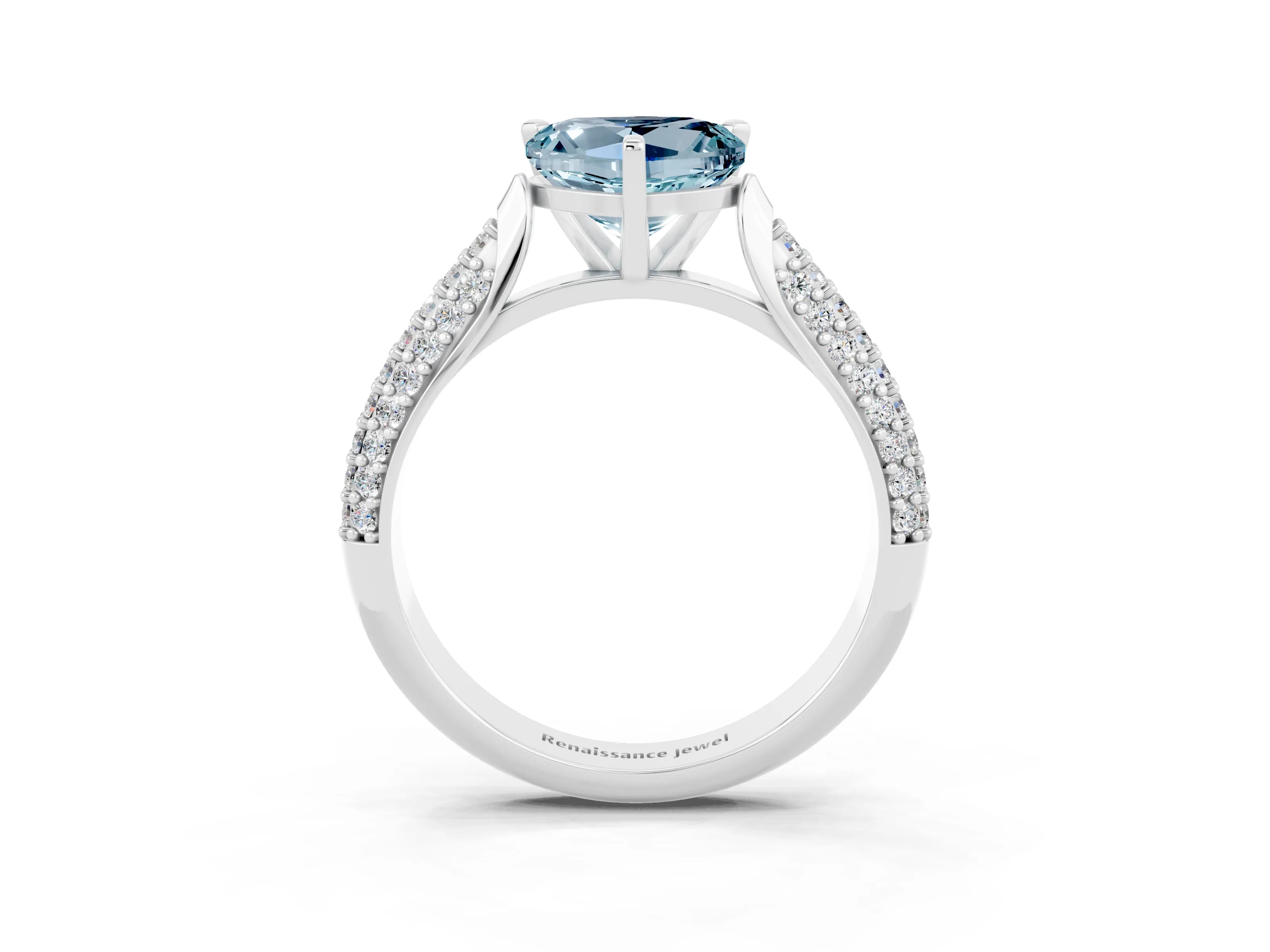 White gold Heart Cut Diamond Solitaire Engagement Ring with Pavé Band and Four-Prong Setting_3