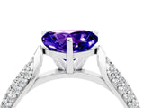 White gold Heart Cut Diamond Solitaire Engagement Ring with Pavé Band and Four-Prong Setting_4