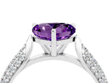 White gold Heart Cut Diamond Solitaire Engagement Ring with Pavé Band and Four-Prong Setting_4