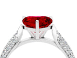 White gold Heart Cut Diamond Solitaire Engagement Ring with Pavé Band and Four-Prong Setting_4