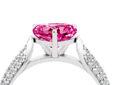White gold Heart Cut Diamond Solitaire Engagement Ring with Pavé Band and Four-Prong Setting_4