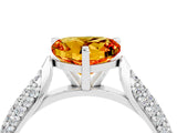 White gold Heart Cut Diamond Solitaire Engagement Ring with Pavé Band and Four-Prong Setting_4