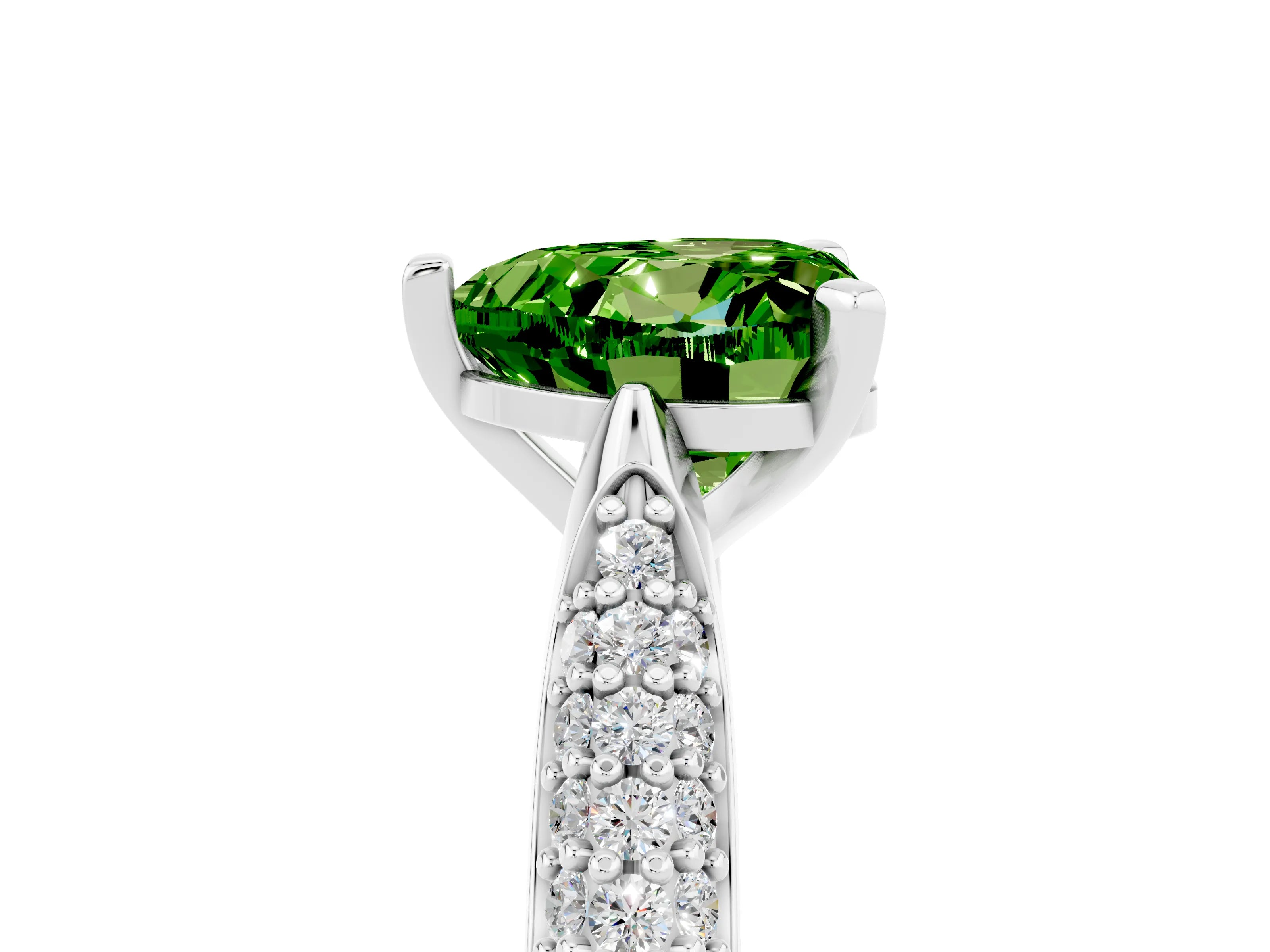 White gold Heart Cut Diamond Solitaire Engagement Ring with Pavé Band and Four-Prong Setting_5
