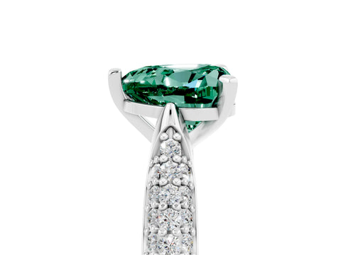 White gold Heart Cut Diamond Solitaire Engagement Ring with Pavé Band and Four-Prong Setting_5