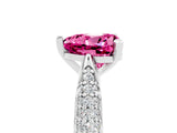 White gold Heart Cut Diamond Solitaire Engagement Ring with Pavé Band and Four-Prong Setting_5