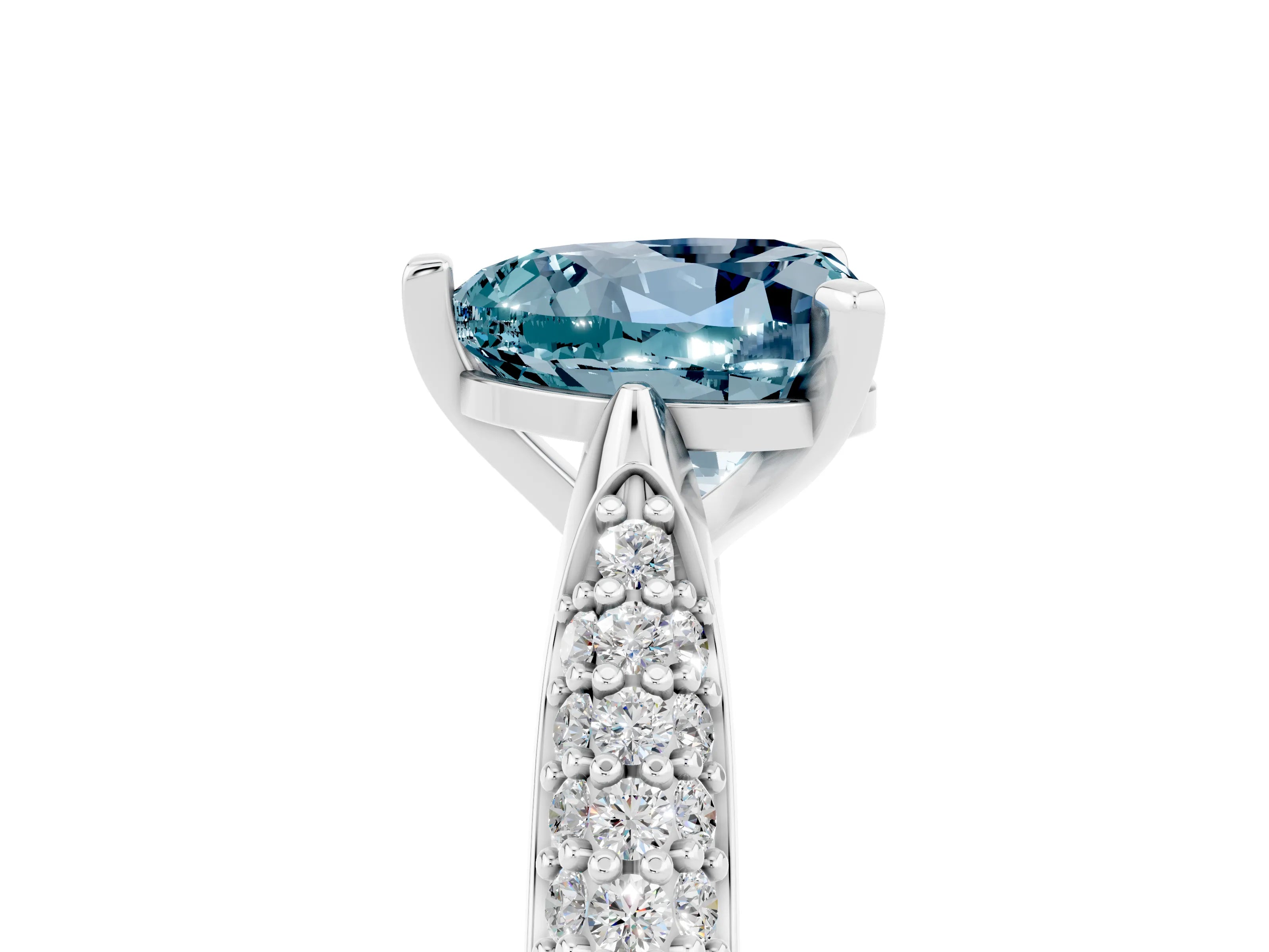 White gold Heart Cut Diamond Solitaire Engagement Ring with Pavé Band and Four-Prong Setting_5