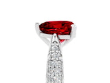 White gold Heart Cut Diamond Solitaire Engagement Ring with Pavé Band and Four-Prong Setting_5