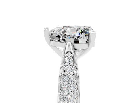 White gold Heart Cut Diamond Solitaire Engagement Ring with Pavé Band and Four-Prong Setting_5
