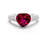 White gold Heart Cut Diamond Solitaire Engagement Ring with Pavé Band and Four-Prong Setting