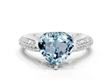 White gold Heart Cut Diamond Solitaire Engagement Ring with Pavé Band and Four-Prong Setting
