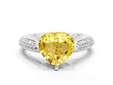 White gold Heart Cut Diamond Solitaire Engagement Ring with Pavé Band and Four-Prong Setting