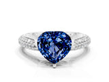 White gold Heart Cut Diamond Solitaire Engagement Ring with Pavé Band and Four-Prong Setting