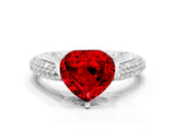 White gold Heart Cut Diamond Solitaire Engagement Ring with Pavé Band and Four-Prong Setting