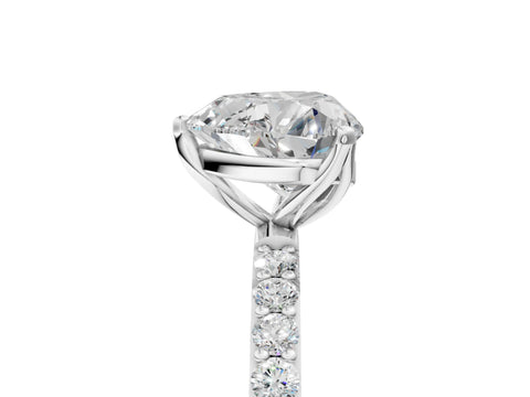 White gold Heart Cut Diamond Solitaire Engagement Ring with Round with Moissanite side stone Pavé Band and Prong Setting_17