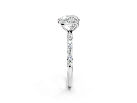 White gold Heart Cut Diamond Solitaire Engagement Ring with Round with Moissanite side stone Pavé Band and Prong Setting_26