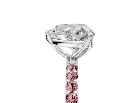 White gold Heart Cut Diamond Solitaire Engagement Ring with Round with Morganite side stone Pavé Band and Prong Setting_17