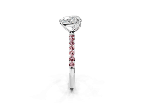 White gold Heart Cut Diamond Solitaire Engagement Ring with Round with Morganite side stone Pavé Band and Prong Setting_26