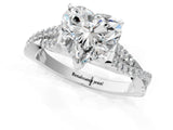 White gold Heart Cut Diamond Solitaire Engagement Ring with Twisted Pavé Band and Four-Prong Setting_34