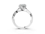 White gold Heart Cut Diamond Solitaire Engagement Ring with Twisted Pavé Band and Four-Prong Setting_36