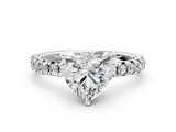 White gold Heart Cut Diamond Solitaire Pavé Engagement Ring with Round Band and Prong Setting_14