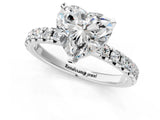 White gold Heart Cut Diamond Solitaire Pavé Engagement Ring with Round Band and Prong Setting_15