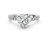 White gold Heart Cut Diamond Solitaire Pavé Engagement Ring with Round Band and Prong Setting_56