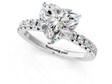 White gold Heart Cut Diamond Solitaire Pavé Engagement Ring with Round Band and Prong Setting_57