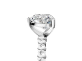 White gold Heart Cut Diamond Solitaire Ring with Beaded Band and Prong Setting_349