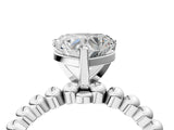 White gold Heart Cut Diamond Solitaire Ring with Beaded Band and Prong Setting_358