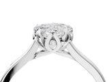 White gold Heart Cut Diamond Solitaire Ring with Flower Prong Setting and Classic Band_272
