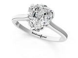 White gold Heart Cut Diamond Solitaire Ring with Flower Prong Setting and Classic Band_320