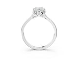 White gold Heart Cut Diamond Solitaire Ring with Flower Prong Setting and Classic Band_322