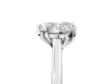 White gold Heart Cut Diamond Solitaire Ring with Flower Prong Setting and Classic Band_324