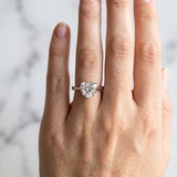 White gold Heart Cut Diamond Solitaire Ring with Flower Prong Setting and Classic Band_331