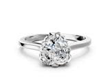 White gold Heart Cut Diamond Solitaire Ring with Flower Prong Setting and Classic Band_61