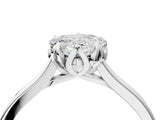 White gold Heart Cut Diamond Solitaire Ring with Flower Prong Setting and Classic Band_65