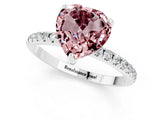 White gold Heart Cut Diamond Solitaire Ring with Four-Prong Setting and Pavé Band_1