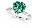 White gold Heart Cut Diamond Solitaire Ring with Four-Prong Setting and Pavé Band_1