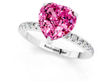 White gold Heart Cut Diamond Solitaire Ring with Four-Prong Setting and Pavé Band_1