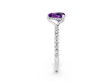 White gold Heart Cut Diamond Solitaire Ring with Four-Prong Setting and Pavé Band_2