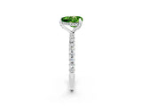 White gold Heart Cut Diamond Solitaire Ring with Four-Prong Setting and Pavé Band_2