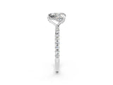 White gold Heart Cut Diamond Solitaire Ring with Four-Prong Setting and Pavé Band_2