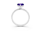 White gold Heart Cut Diamond Solitaire Ring with Four-Prong Setting and Pavé Band_3