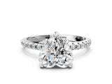 White gold Heart Cut Diamond Solitaire Ring with Four-Prong Setting and Pavé Band_3