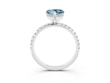 White gold Heart Cut Diamond Solitaire Ring with Four-Prong Setting and Pavé Band_3