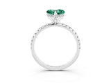 White gold Heart Cut Diamond Solitaire Ring with Four-Prong Setting and Pavé Band_3